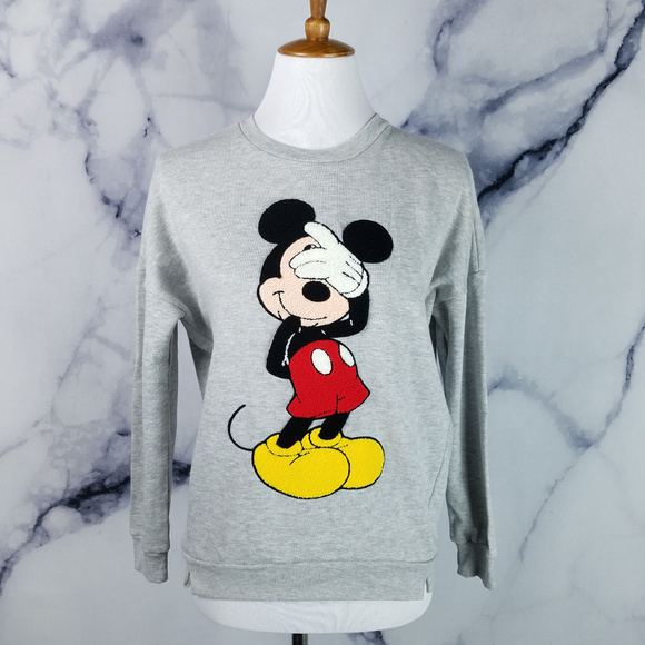 Disney Tops - Disney Sweatshirt Small Mickey Mouse Heather Gray